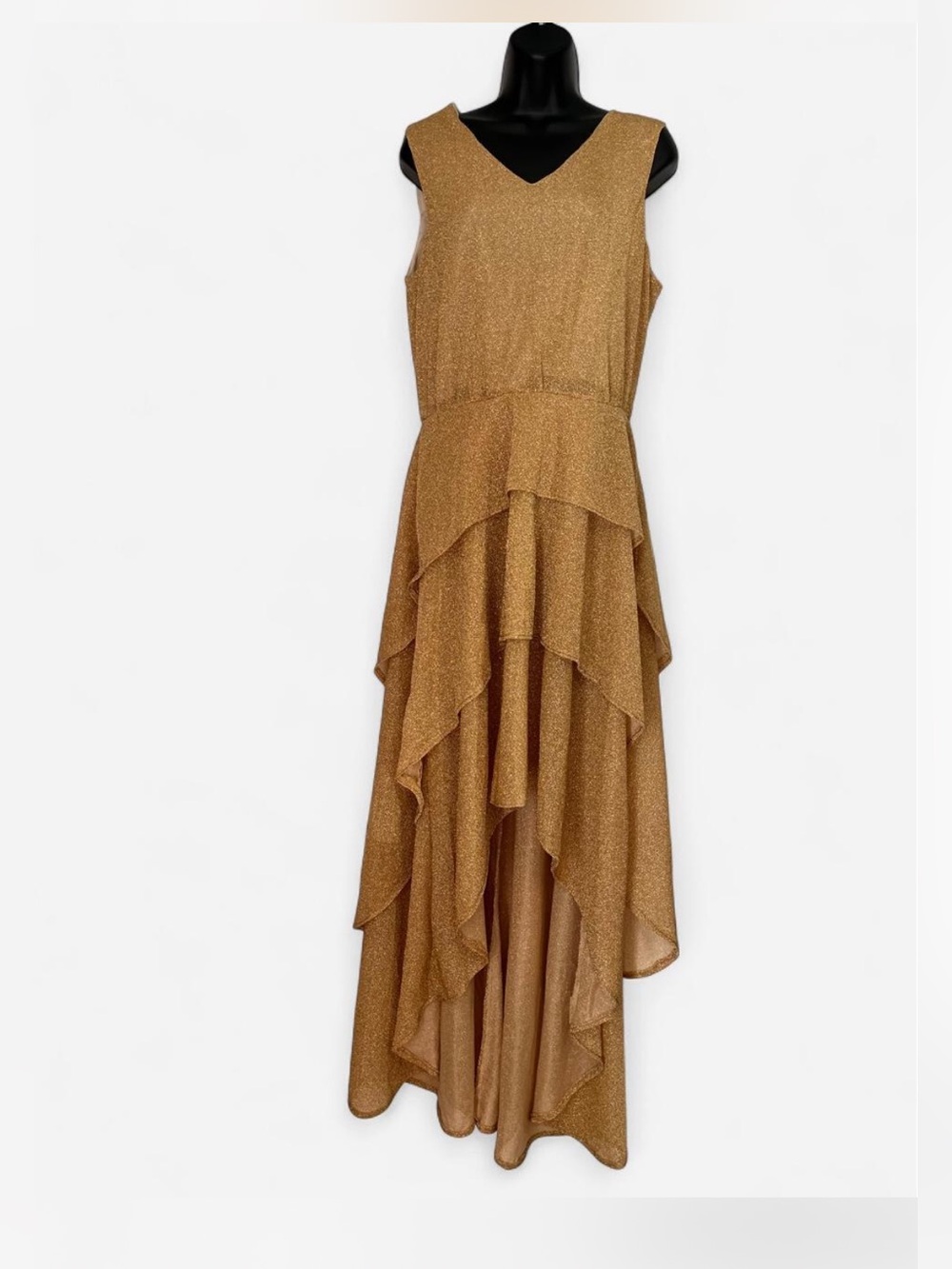 Handmade Gold glittery maxi dress Sz Med